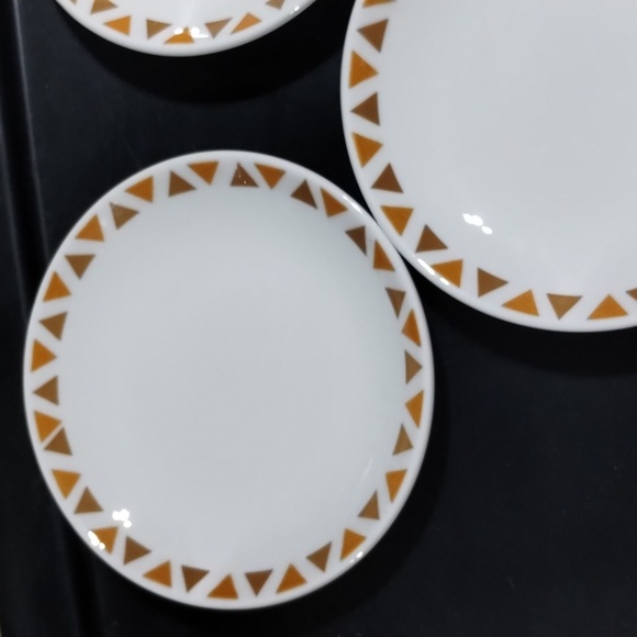 Homer Laughlin Bread plates triangle orange print lead free best china set of 5 - Picture 3 of 5